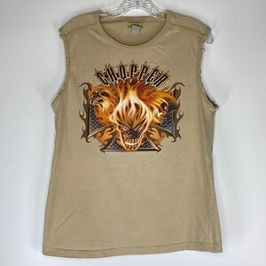 Pacific & Company Chopper Motorcycle Tan Tank Top Shirt Size Large